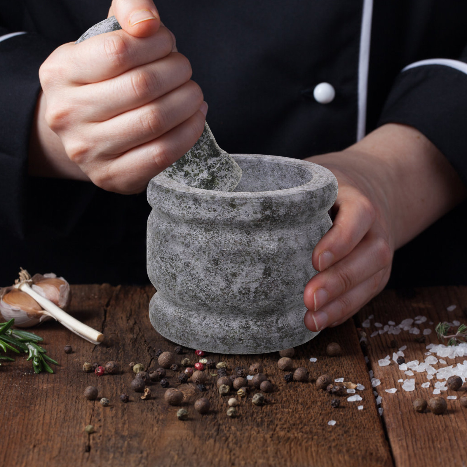 Mortar Pestle Granite - Set di Mortaio e Pestello in